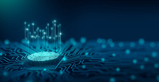 electronic verification concept, fingerprint, cyber security, identity