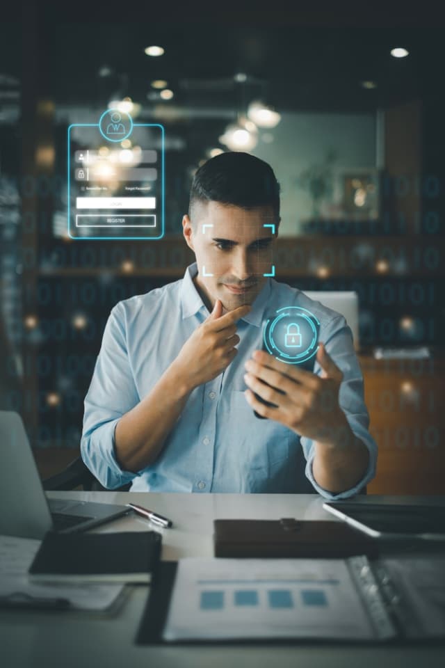 cyber security, professional doing identity check